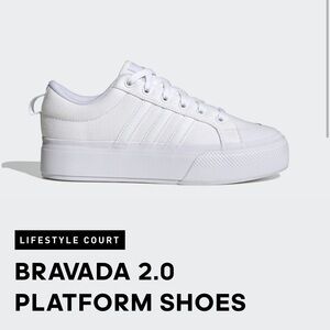 Adidas Bravada platform shoes. White. Size US 7 1/2